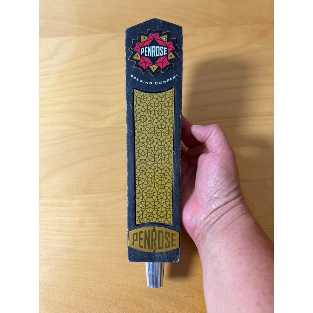 Penrose Brewing Company Beer Tap Handle Triangular Wood Black Gold Logo
